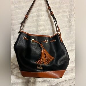 DOONEY & BOURKE Wexford Large Leather Tasha Shoulder Bag with Tassel Trim